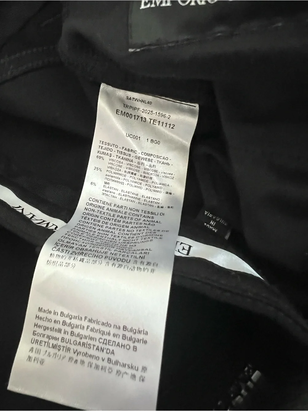 Emporio Armani Black Slim Tapered Men’s Jeans